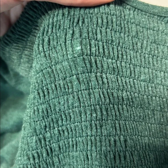 X-Large Green Smocked Babydoll Top - Picture 6 of 10
